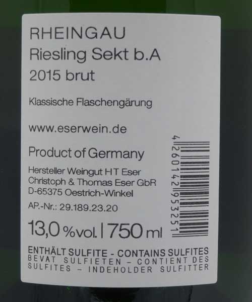 weingut brueder eser rückenetikett riesling sekt brut